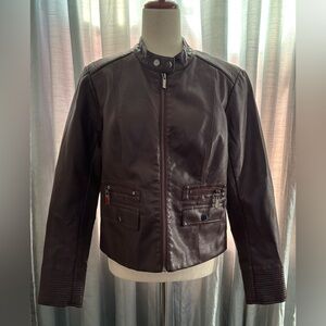 New York & Company Burgundy Leather Jacket MEDIUM NWT